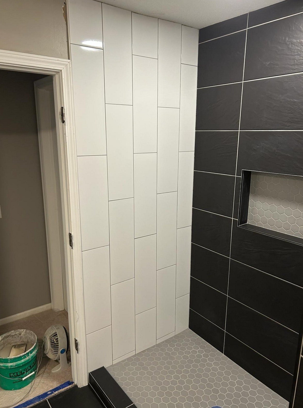 Black and white modern shower